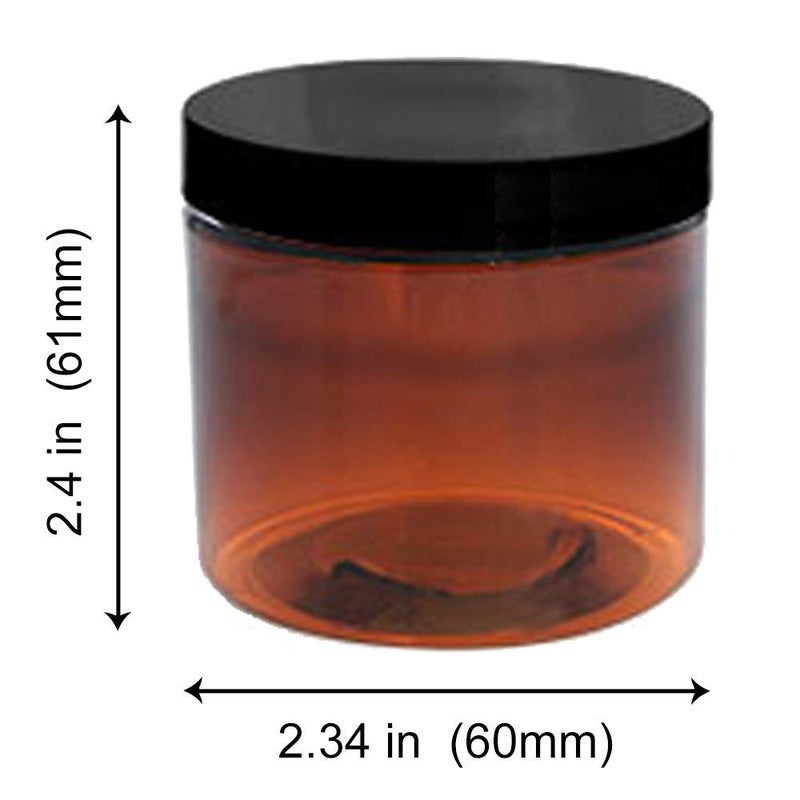 Aromine 2oz Amber Jars with Lid, 12 Pack, Round PET Plastic Jar Container with Blank Labels (BPA Free) - Image 2